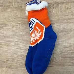 FOCO Womens Size 6-10 Orange Blue MLB Cincinnati Non Skid Bottoms Footy Slipper